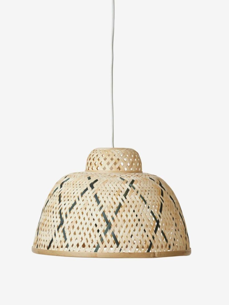 Two-Tone Hanging Lampshade In Bamboo Bedding & Decor Beige