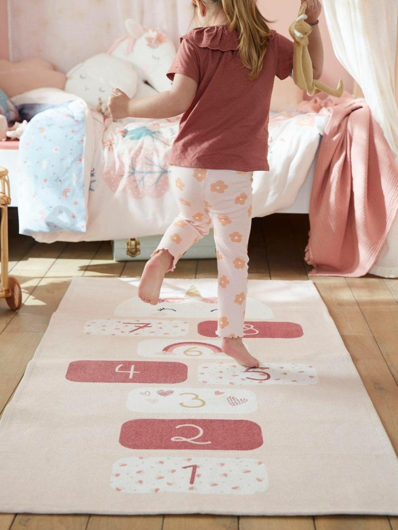 Unicorn Hopscotch Rug Bedding & Decor Pink Light Solid With Design