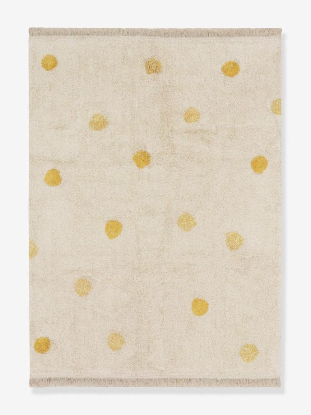 Washable Cotton Rug, Dotted Bedding & Decor Yellow