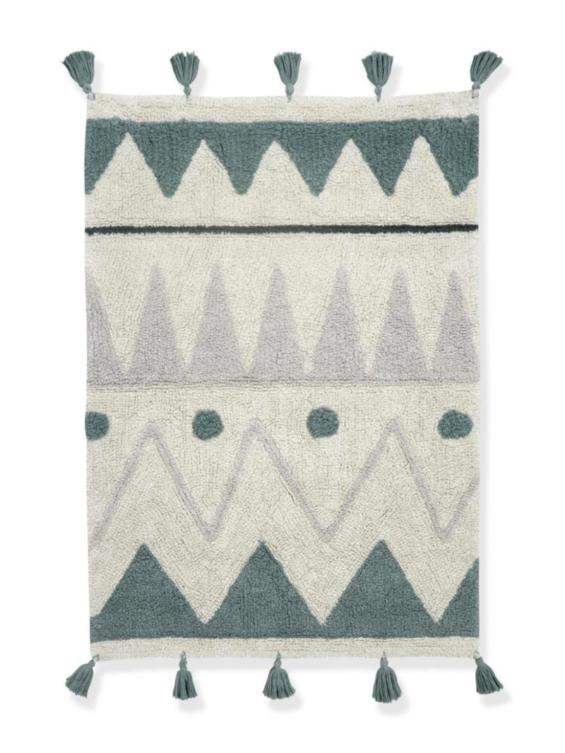 Washable Cotton Rug, Mini Berbere With Tassels Bedding & Decor Blue