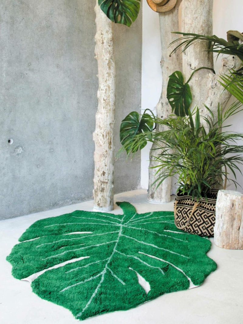 Washable Cotton Rug, Monstera Leaf By Lorena Canals Bedding & Decor Green