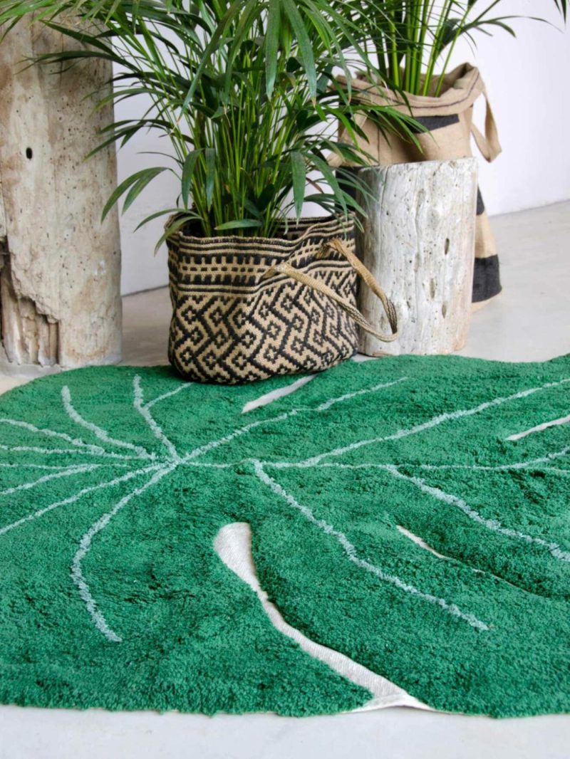 Washable Cotton Rug, Monstera Leaf By Lorena Canals Bedding & Decor Green