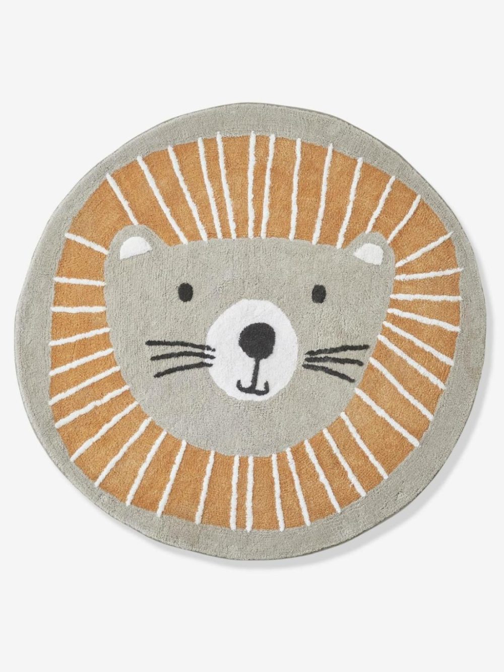 Washable Round Rug, Lion Bedding & Decor Grey