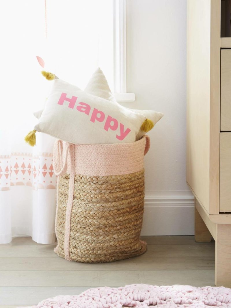 Wicker Basket Bedroom Furniture & Storage Light Pink