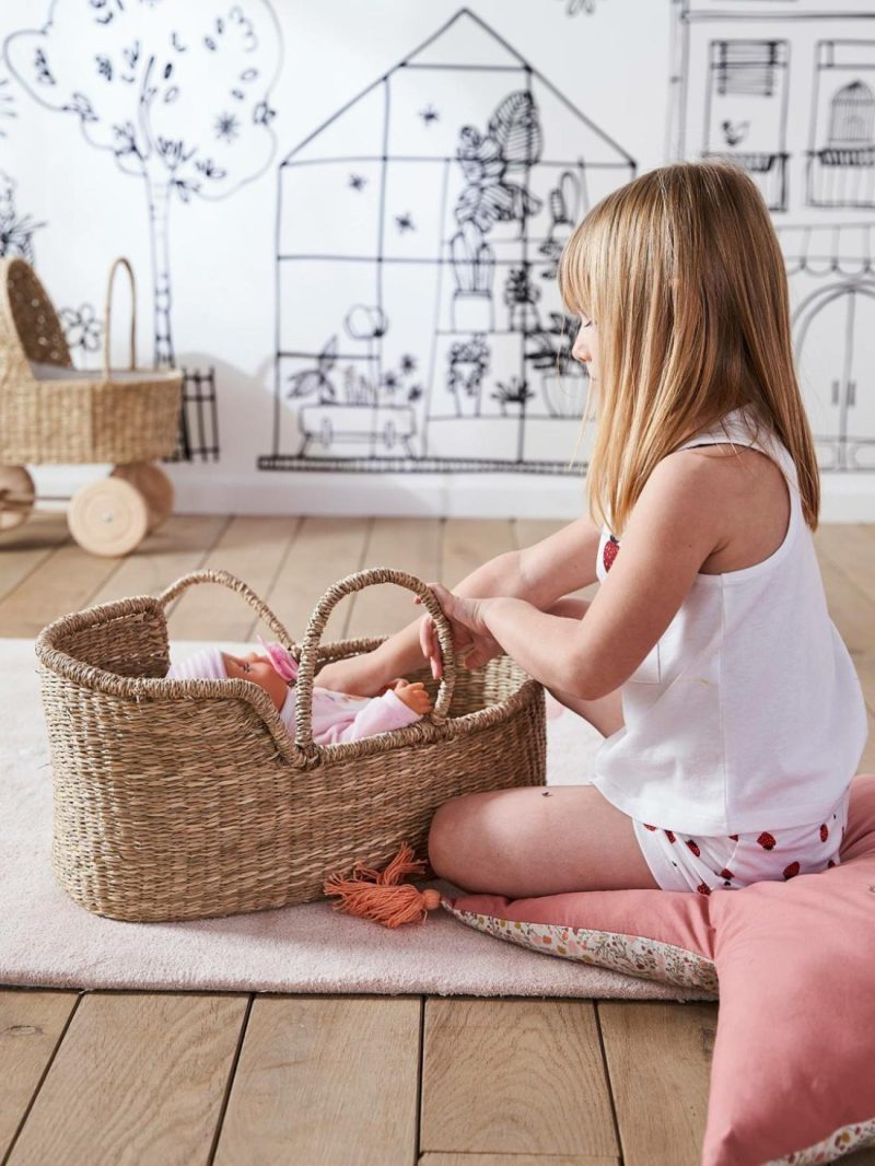 Wicker Carrycot For Baby Doll Dolls & Soft Dolls White