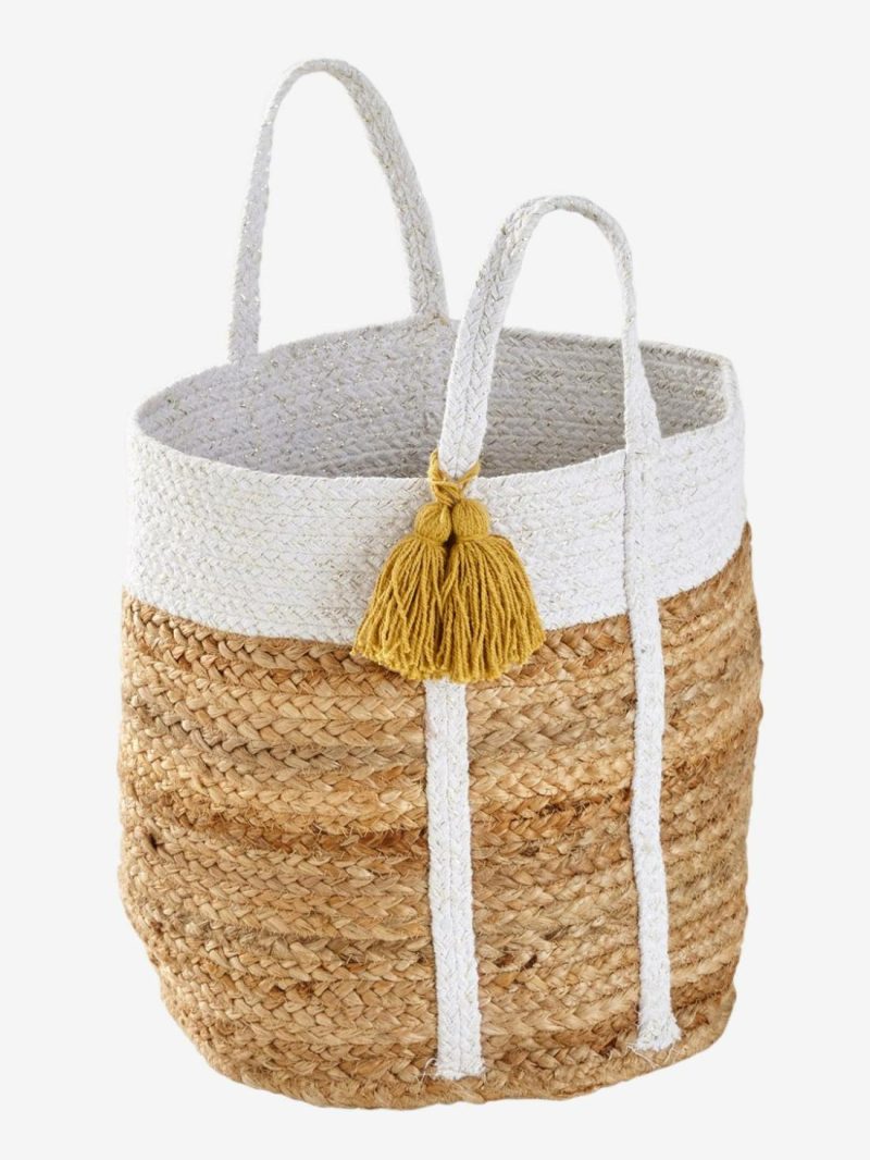 Wicket Basket With Lurex Thread, Marguerite Bedroom Furniture & Storage White