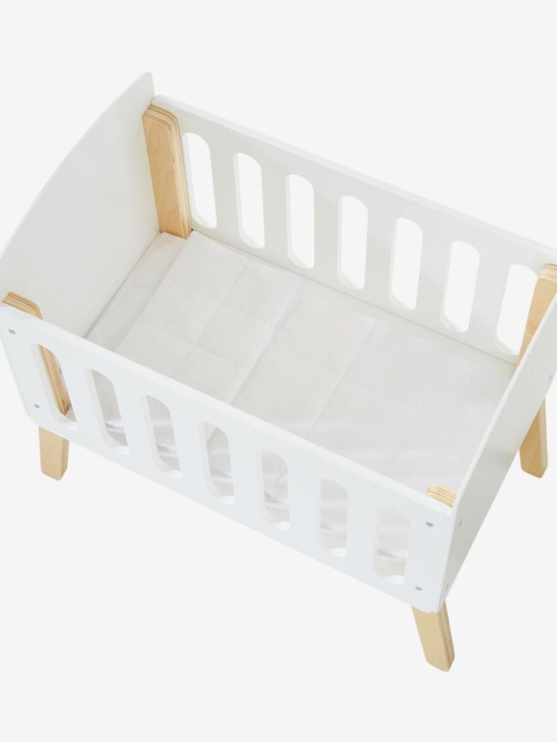 Wooden Bed With Legs For Dolls Toys Wood/White