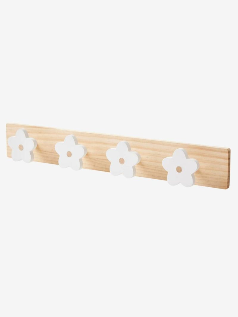 Wooden Coat Rack With 4 Flowers Bedding & Decor