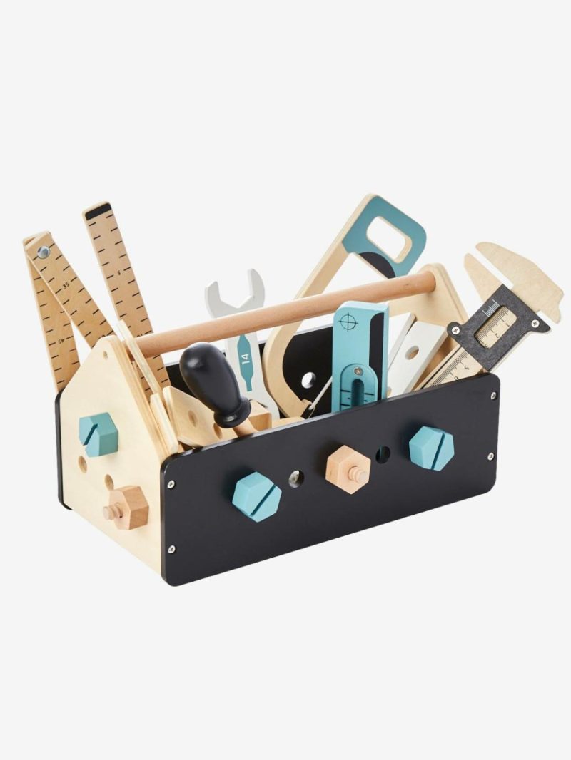 Wooden Construction Tool Box Role Play Toys Black