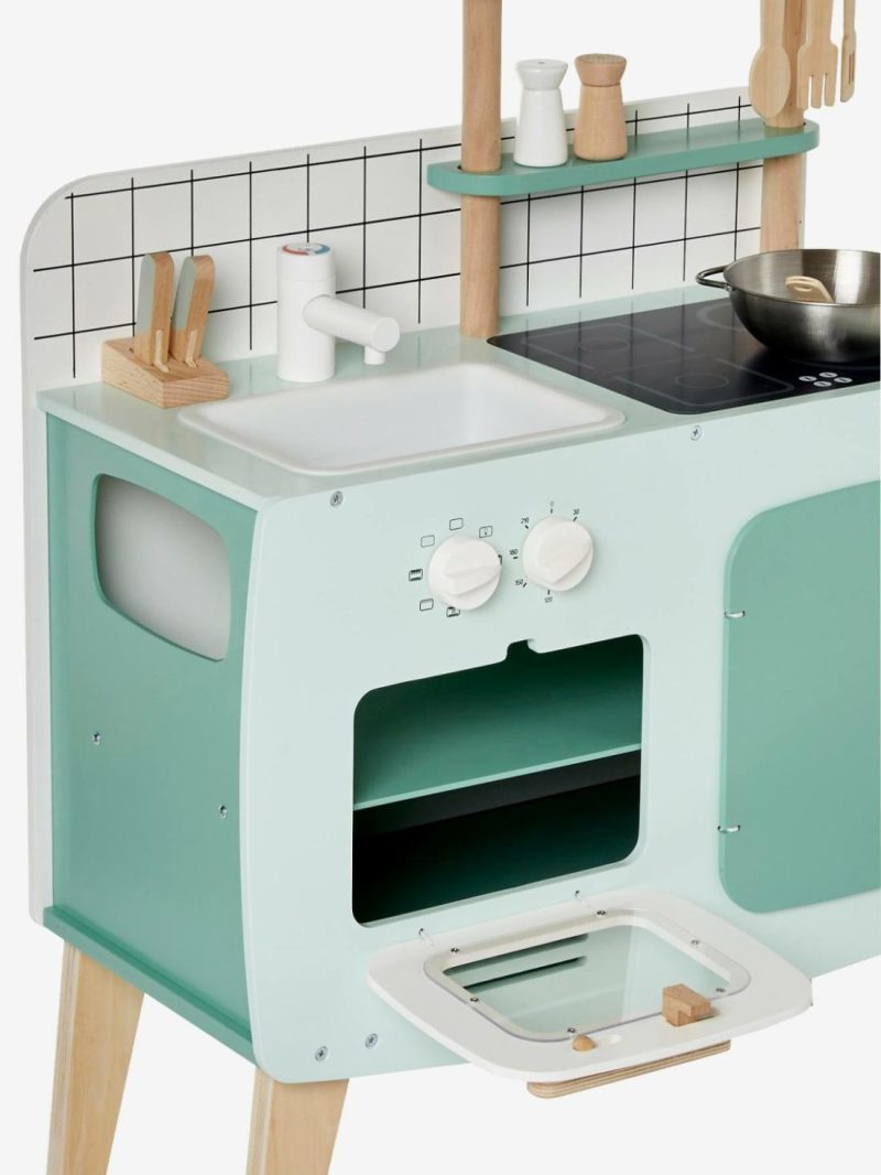 Wooden Design Kitchen Role Play Toys Light Blue