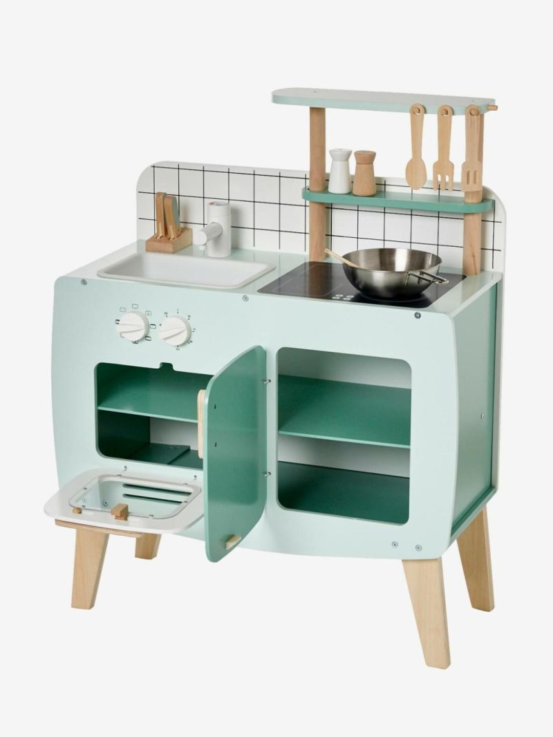 Wooden Design Kitchen Role Play Toys Light Blue