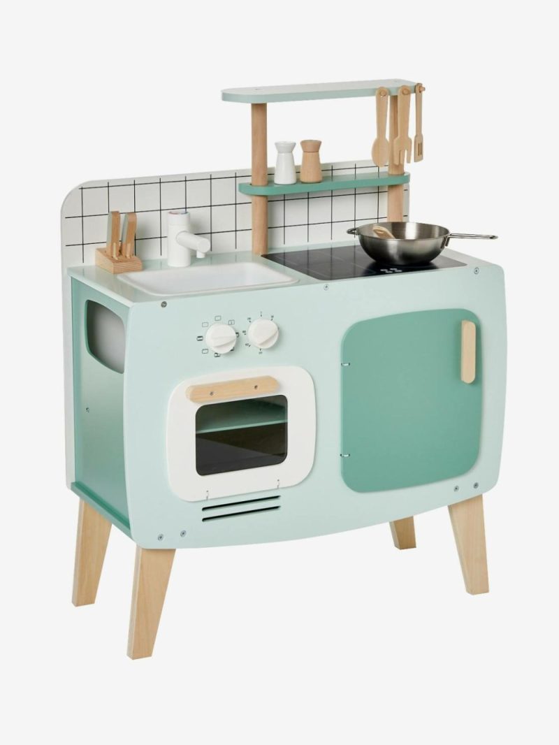 Wooden Design Kitchen Role Play Toys Light Blue