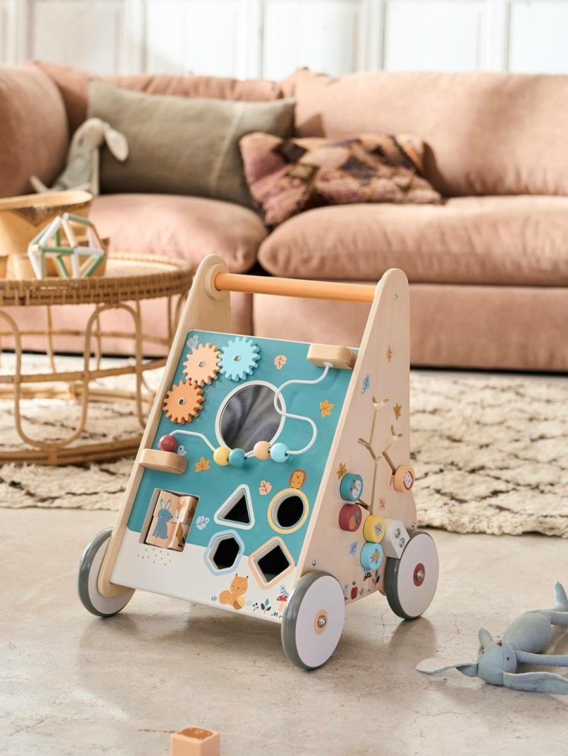 Wooden Walker With Brakes Baby & Pre-School Toys White Medium Solid With Design