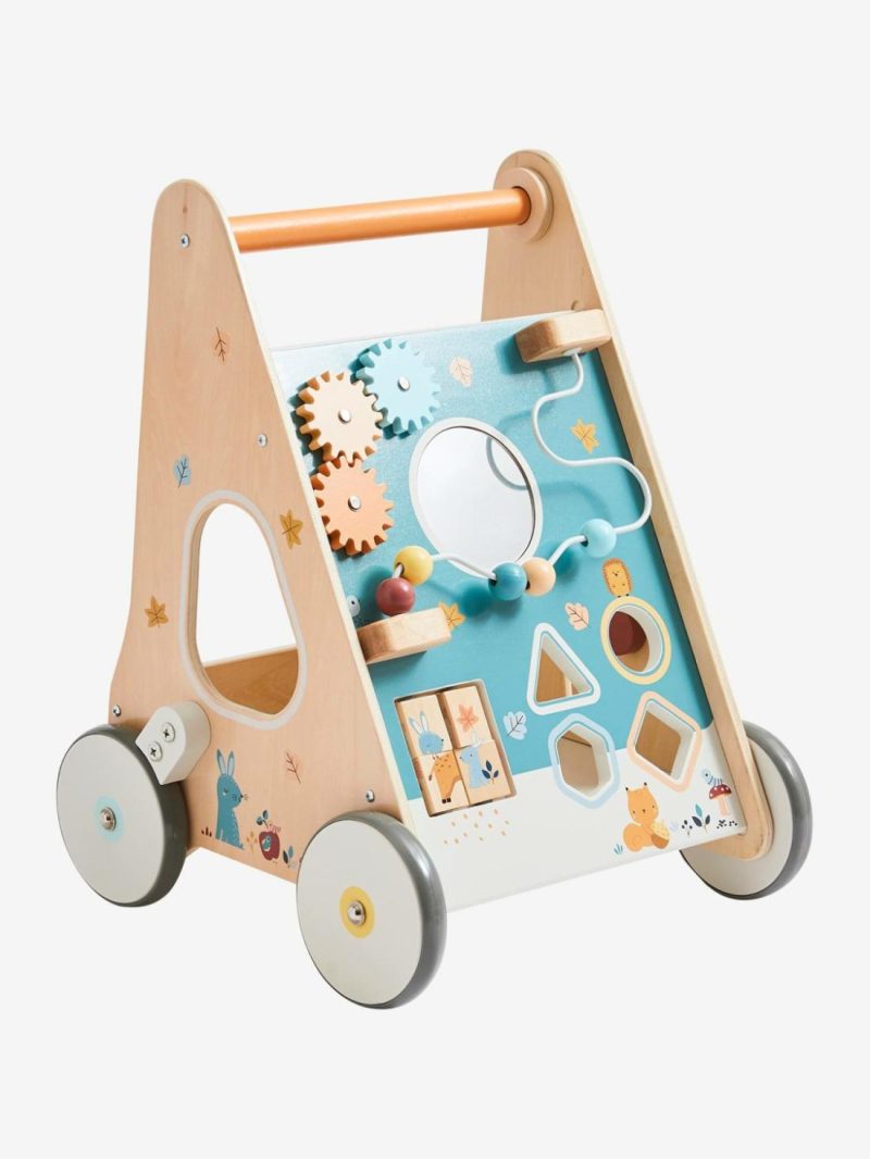 Wooden Walker With Brakes Baby & Pre-School Toys White Medium Solid With Design