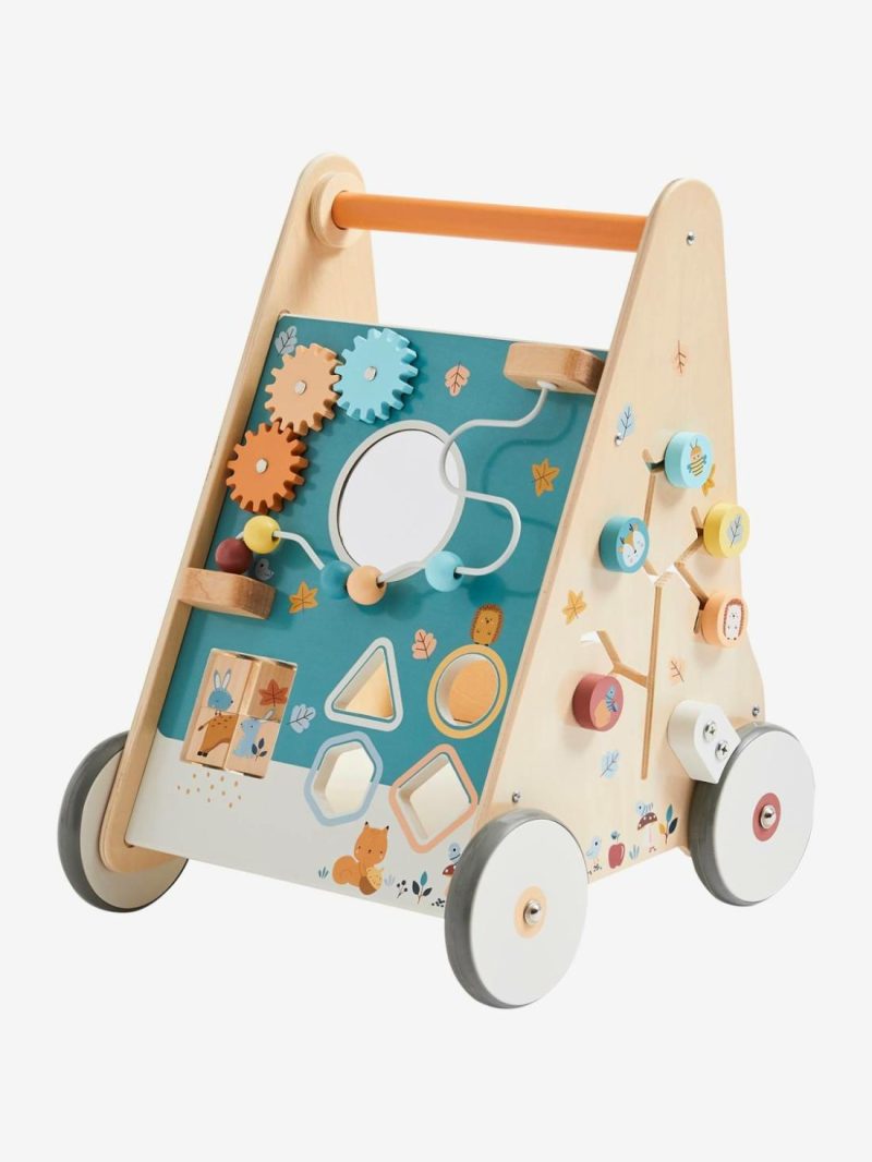 Wooden Walker With Brakes Baby & Pre-School Toys White Medium Solid With Design