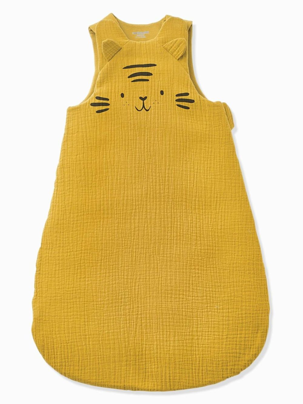 Sleeveless Baby Sleep Bag In Organic* Cotton Gauze, Baby Tiger Theme Baby Bedding Yellow/Print