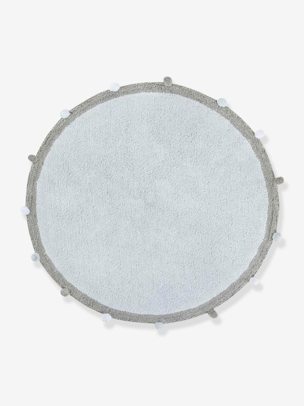 Washable Round Cotton Rug With Pompoms By Lorena Canals Bedding & Decor Grey Blue